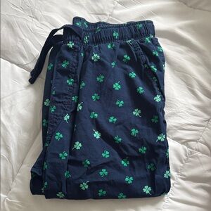 Old Navy Navy Blue Pajama Pants with Green Clover Print
